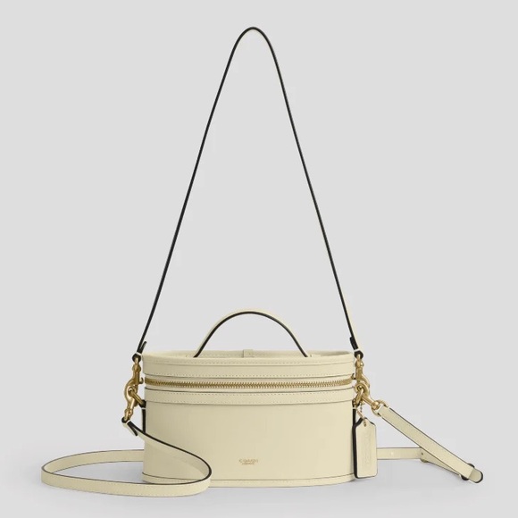 Coach Trail Bag w/ 2 Straps Brass/Moonlight Light Yellow Glovetanned Leather NWT - Picture 1 of 16